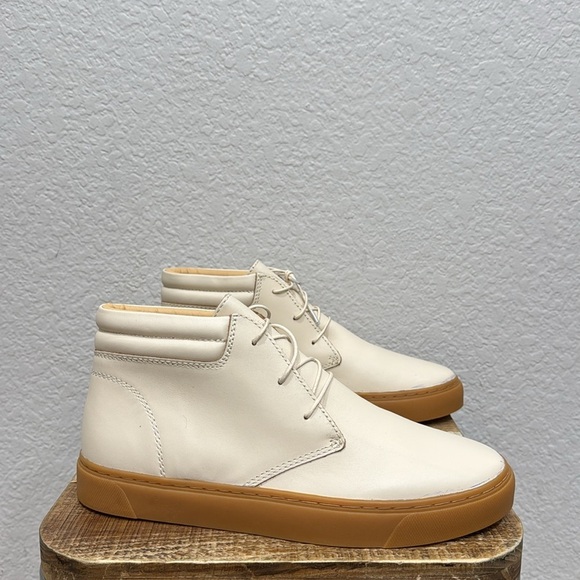 Nisolo Cortez Mid Top Leather Men’s Sneaker Bone Gum Size 8 - Picture 4 of 8